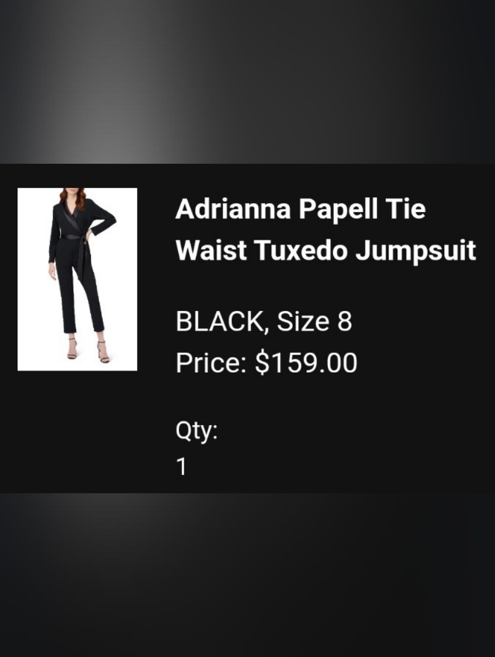 Adrianna Papell Black Tie Waist Tuxedo Jumpsuit - Picture 7 of 7